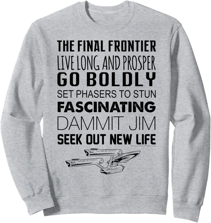 Star Trek The Original Series Quotes Text Poster Sweatshirt