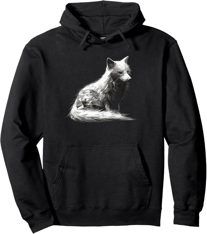 White Fox Polygon Art Tierfuchs Pullover Hoodie