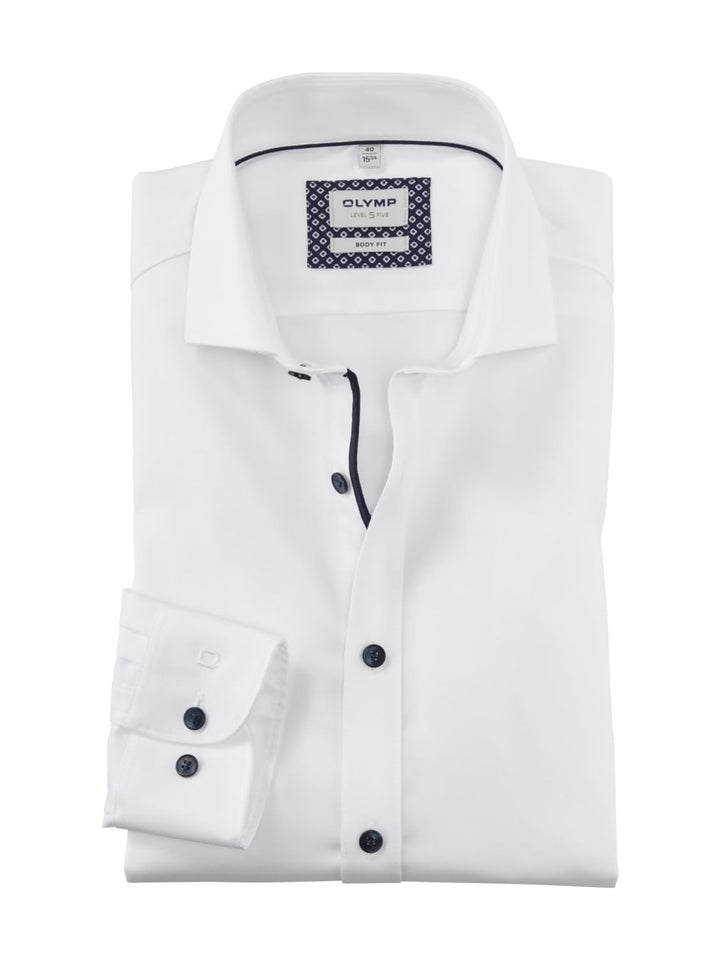 OLYMP Level Five Body fit Hemd Langarm Stretch Twill weiss 38 Weiss, 38 Wei&amp;