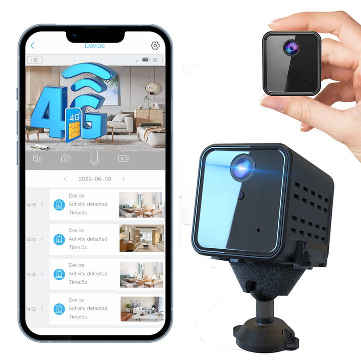 javiscam Mini Kamera,Kamera Überwachung aussen,4G Überwachungskamera, 2K Akku Überwachung Innen,Live