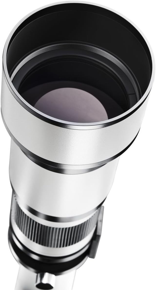 Walimex Pro 650-1300mm 1:8-16 DSLR-Teleobjektiv für T2 Objektivbajonett weiss (manueller Fokus, für