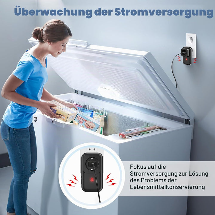 2Pack Stromausfallalarm melder mit LED Anzeige, 0-110db Gefrierschrank Stromausfallmelder Stromausfa