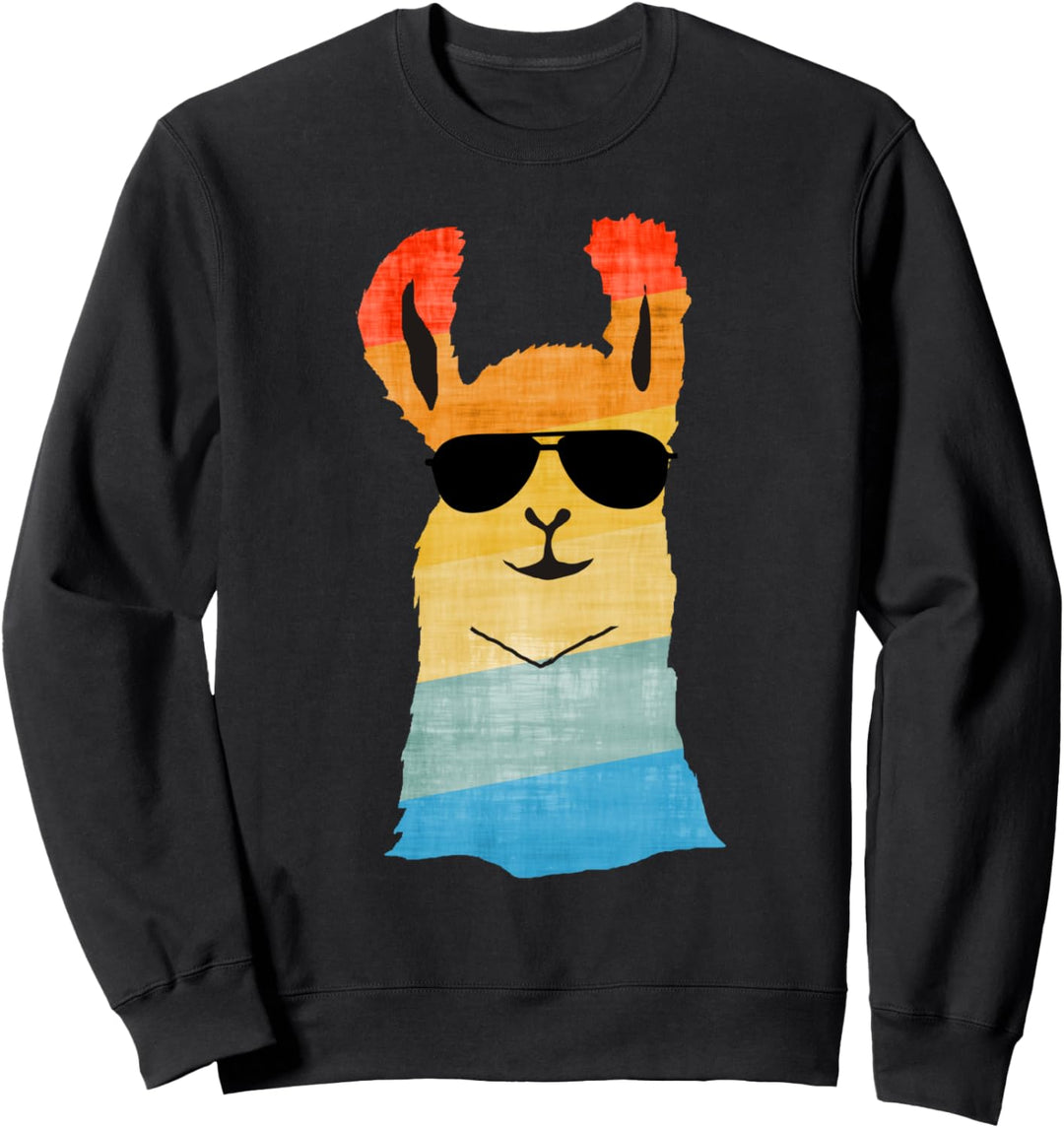 Regenbogen Lama Alpaka mit Sonnenbrille für Damen und Männer Sweatshirt