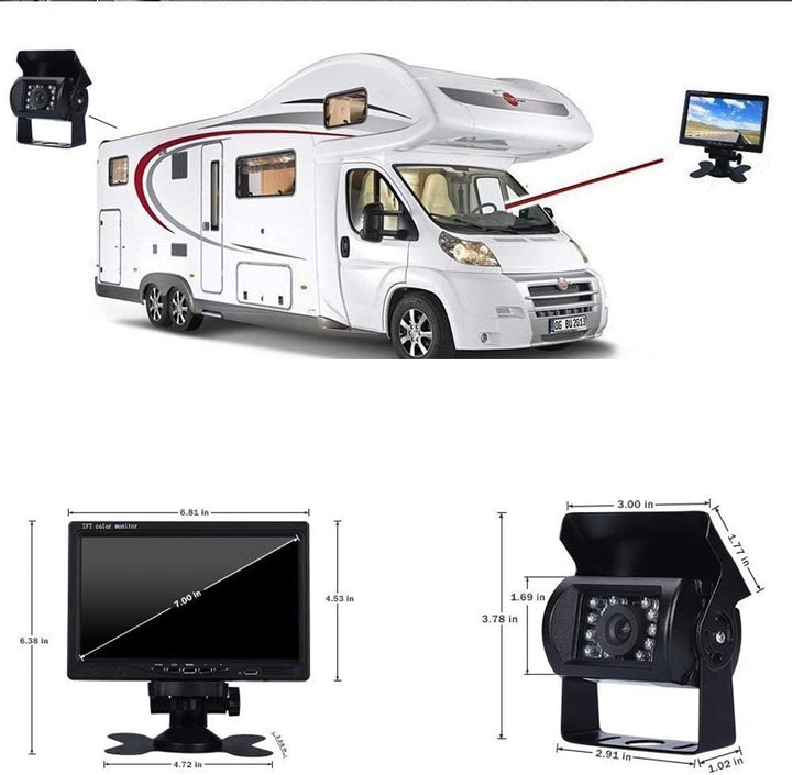 Xinyida Rückfahrkamera, 4-polig, 12 V bis 24 V, 18 LEDs, IR-Nachtsicht, wasserdicht, mit 15 m Kabel