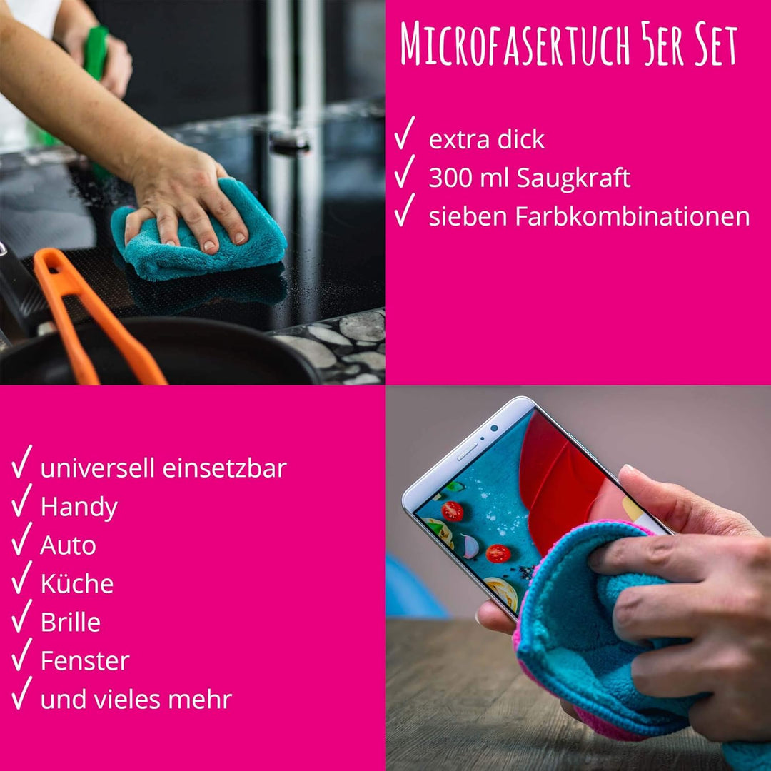 Kochblume Microfasertuch Set, 10-teilig | Premium Microfaser | Set in der bunten Box (grün-gelb), Gr