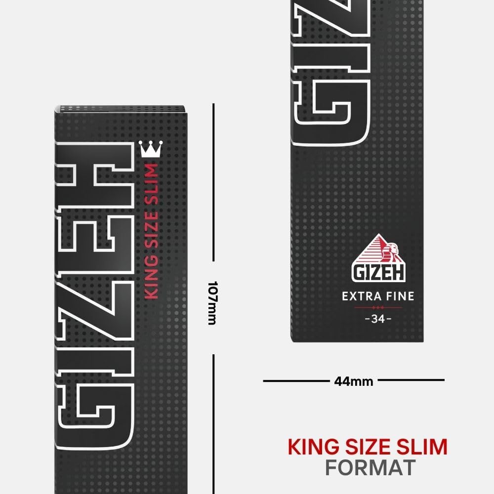GIZEH BLACK King Size Slim Blättchen zum Selbstdrehen - Packung mit Magnetverschluss, recyclebar - 2