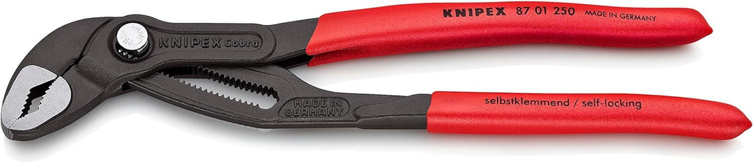 KNIPEX Cobra, Wasserpumpenzange | Rohrzange, Chrom-Vanadium, atramentiert, 250 mm (SB-Karte/Blister)