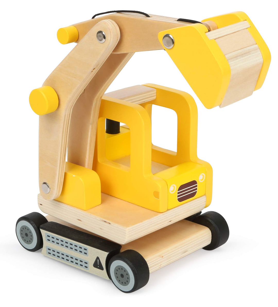 Small Foot Schaufelbagger aus Holz, Spielauto mit beweglichem Baggerarm, 360 Grad drehbar, für Kinde