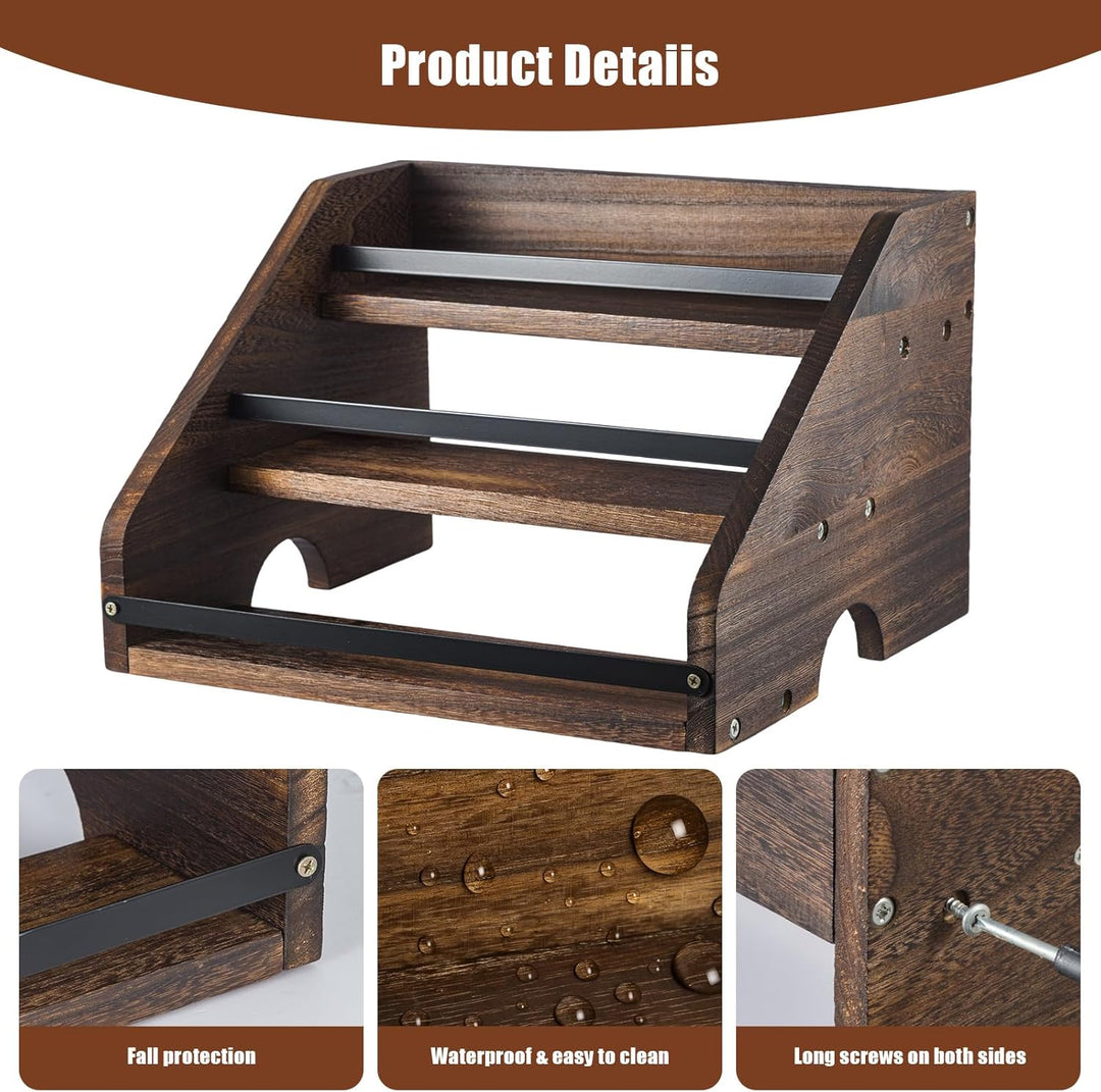 Spirituosenregal, 3-stufig, aus Holz, auch als Kaffeesirup-Regal oder Weinregal geeignet, ideal für