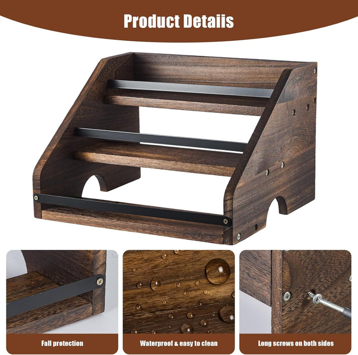 Spirituosenregal, 3-stufig, aus Holz, auch als Kaffeesirup-Regal oder Weinregal geeignet, ideal für