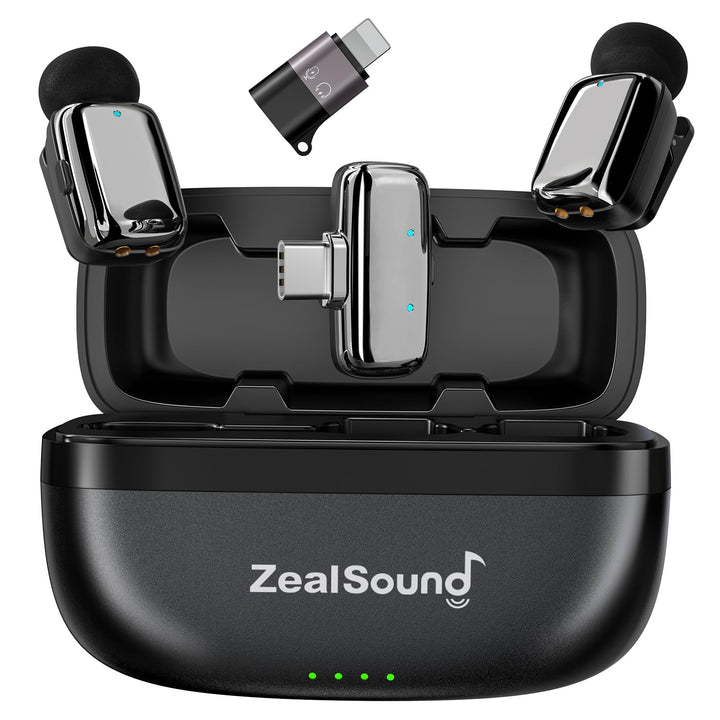 zealsound Mini Kabelloses Lavalier-Mikrofon für iPhone Handy Android, Wireless Ansteckmikrofon mit R