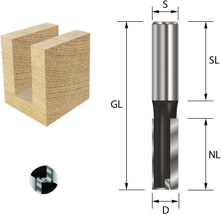 ENT 11141 Nutfräser HW, Schaft (S) 12 mm, Durchmesser (D) 16 mm, NL 60 mm, SL 50 mm, GL 110 mm, mit