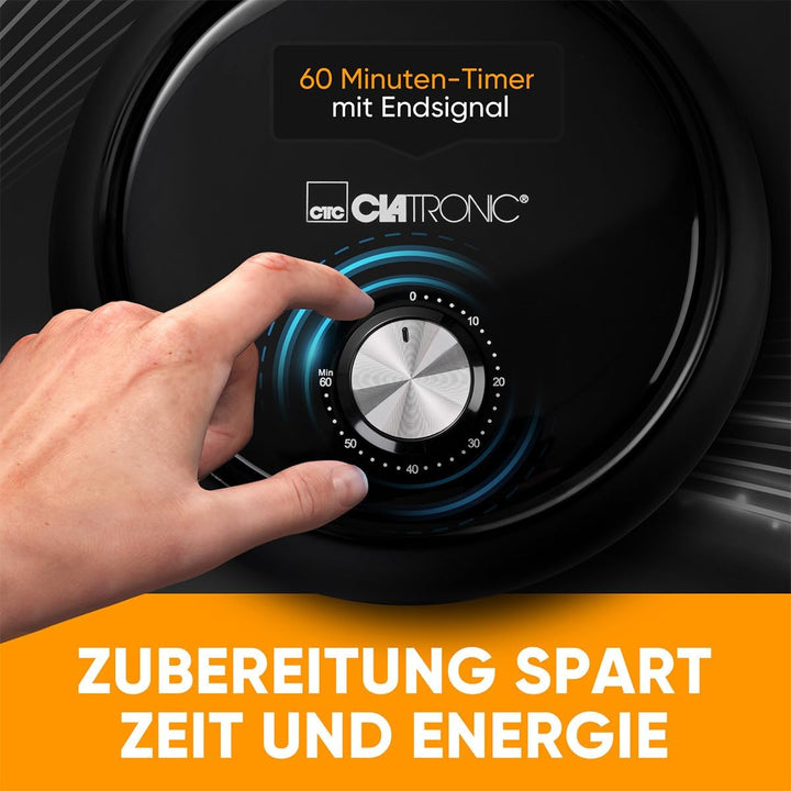 Clatronic Heissluftfritteuse mit 360° Air-Flow | Öl- und fettfreies Frittieren | Airfryer 80°C - 200