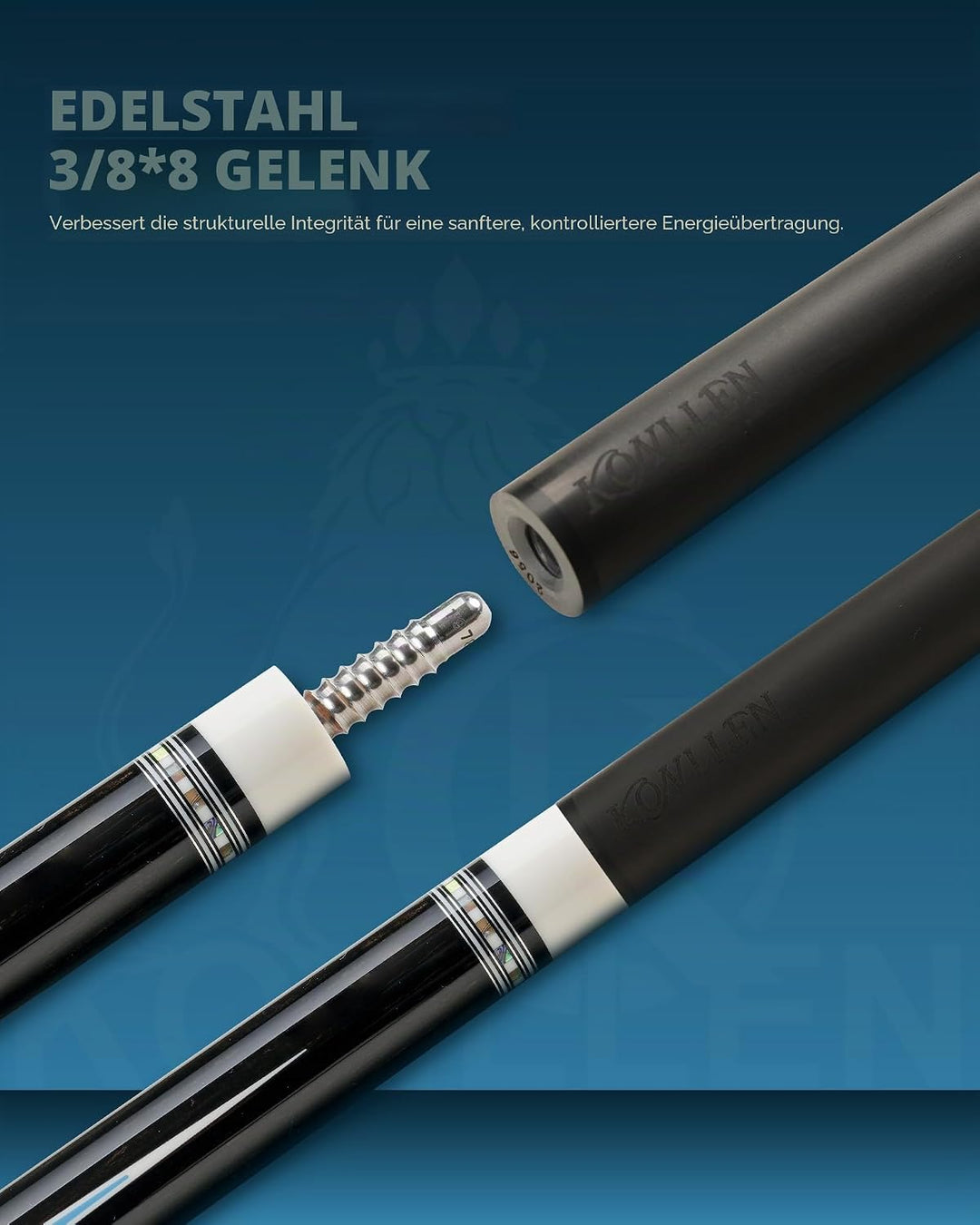 KONLLEN Billardqueue-Stick aus Karbonfaser, niedrige Ablenkung, handgefertigt, Inlay, ultraglatt, pr