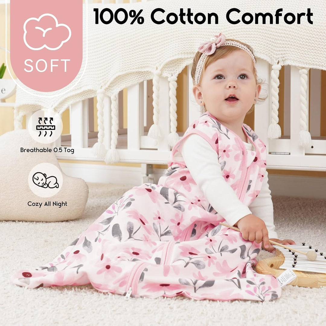Yoofoss Schlafsack Baby Sommer 0.5 Tog - 3er Pack 67cm/0-6 Monate 100% Baumwolle Sommerschlafsack Ba
