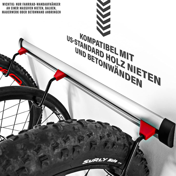 PRO BIKE TOOL Fahrrad Wandhalterung für 3 oder 6 Fahrräder - Verstellbare Garage &amp; Wohnung - Vertika