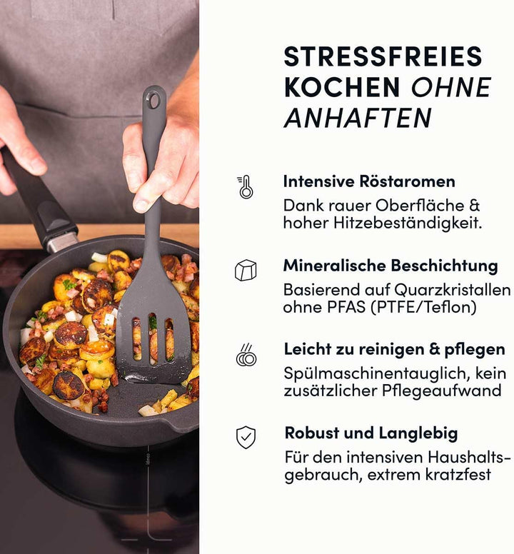 Hoffmann STONIQ Hochrandpfanne, 24 cm, Antihaftbeschichtet, PTFE und PFAS-frei, Induktionsgeeignet,