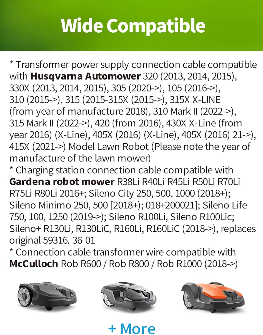 Lonnky Ersatz Niederspannungskabel Transformator Kabel für Husqvarna Automower 105, 115H, 310, 315,