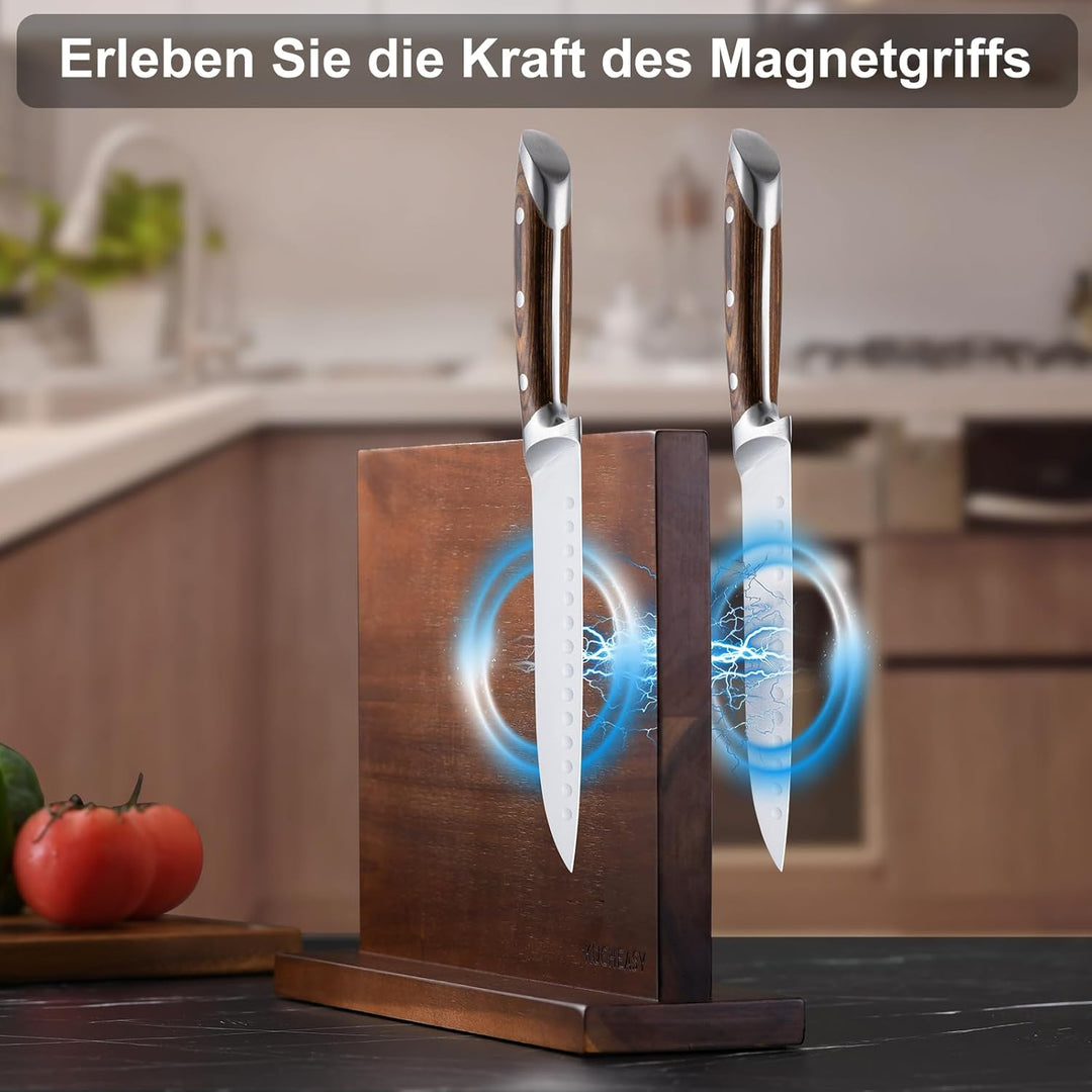 Messerblock Magnetisch -KUCHEASY Messerblock ohne Messer -Magnetischer Messerblock Holz -Messerhalte
