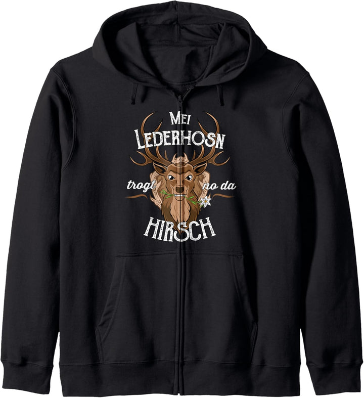 Ersatz Lederhose T-Shirt Trachtenshirt Herren Trachten Kapuzenjacke