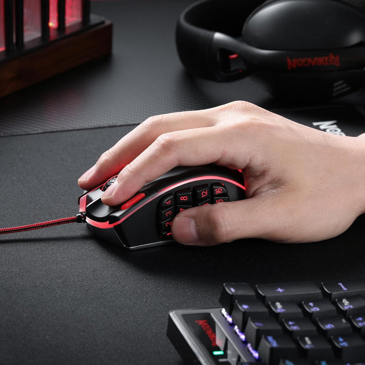 Redragon M990 MMO Gaming Maus, 32000 DPI Hochpräzise kabelgebundene RGB Maus mit 23 programmierbaren