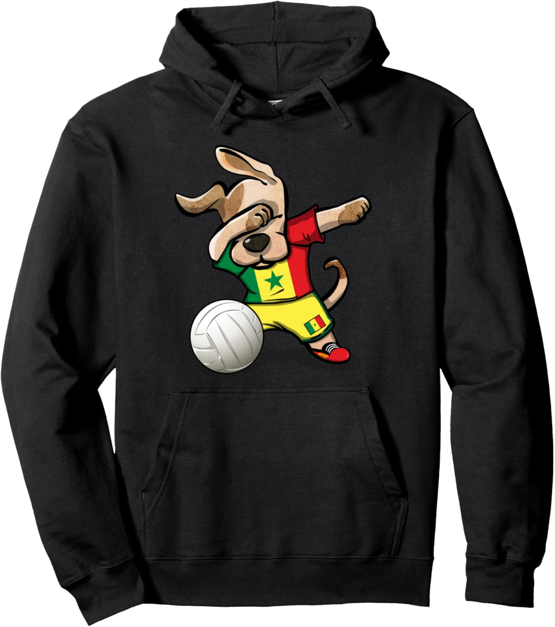 Tupfender Hund Senegal Volleyball Senegalesische Flagge Pullover Hoodie