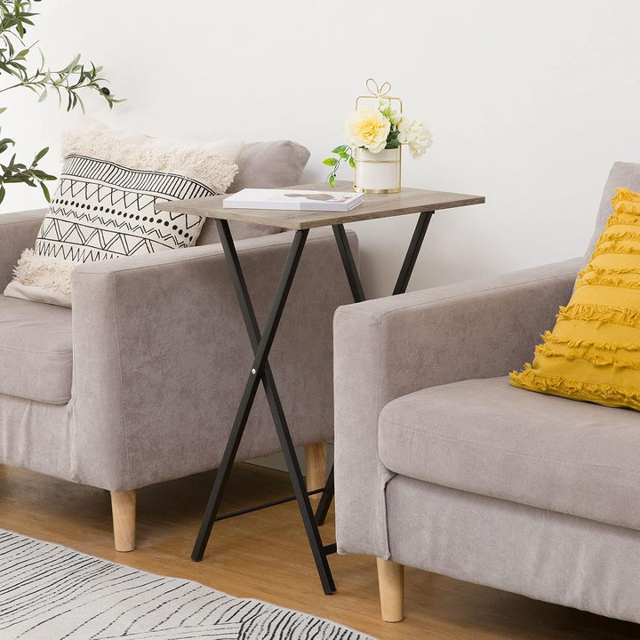 HOOBRO Beistelltisch, Klappbar Tablett Tisch, Sofatisch, TV Tray im Industriestil, Einfach Montierba