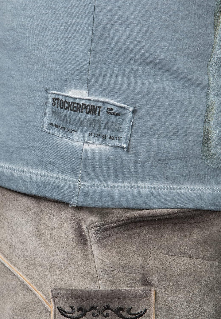 Stockerpoint Herren Prachtbock Trachtenshirt, Rauchblau