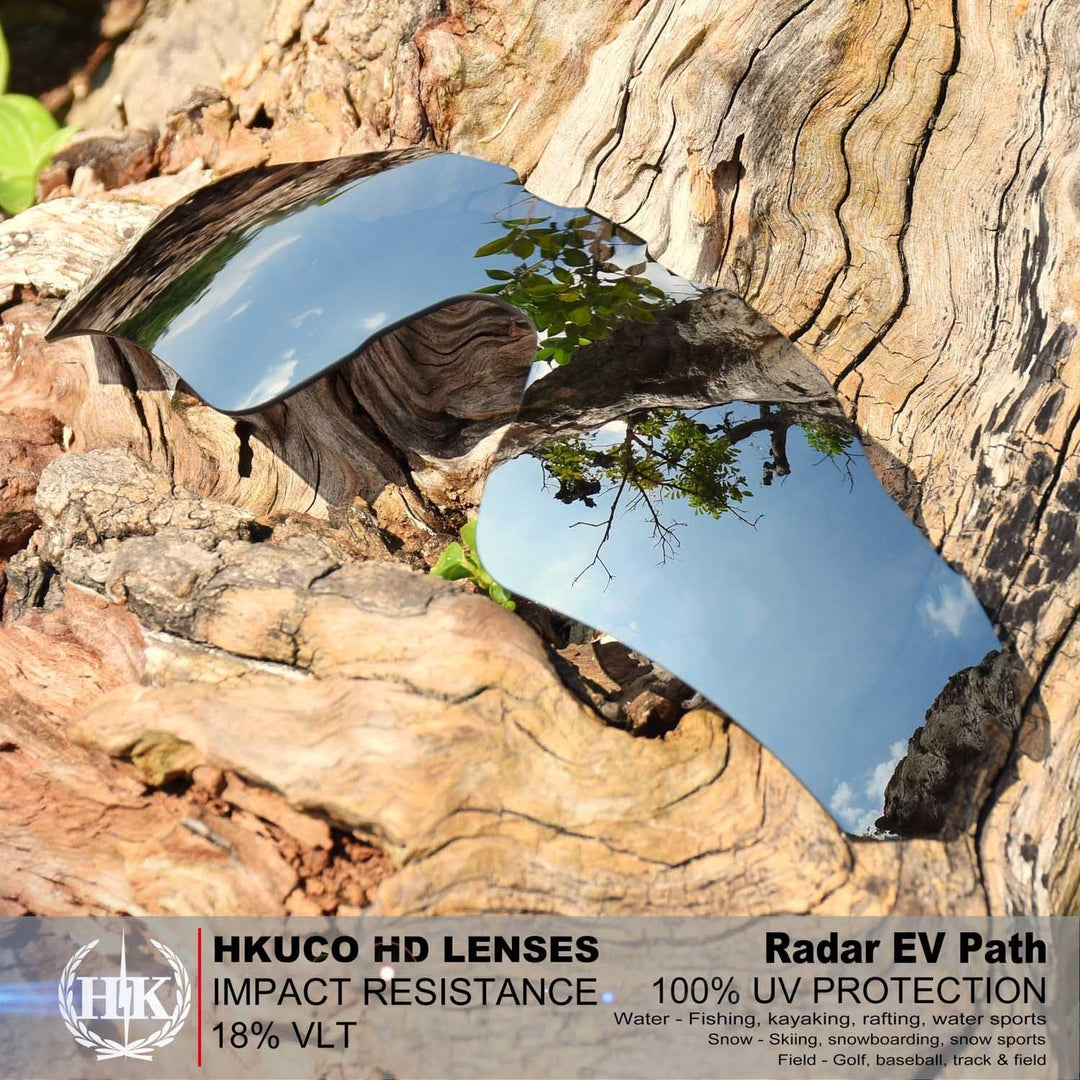 HKUCO For Oakleys Radar EV Path Silver Polarized Replacement Lenses And Black Earsocks Rubber Kit