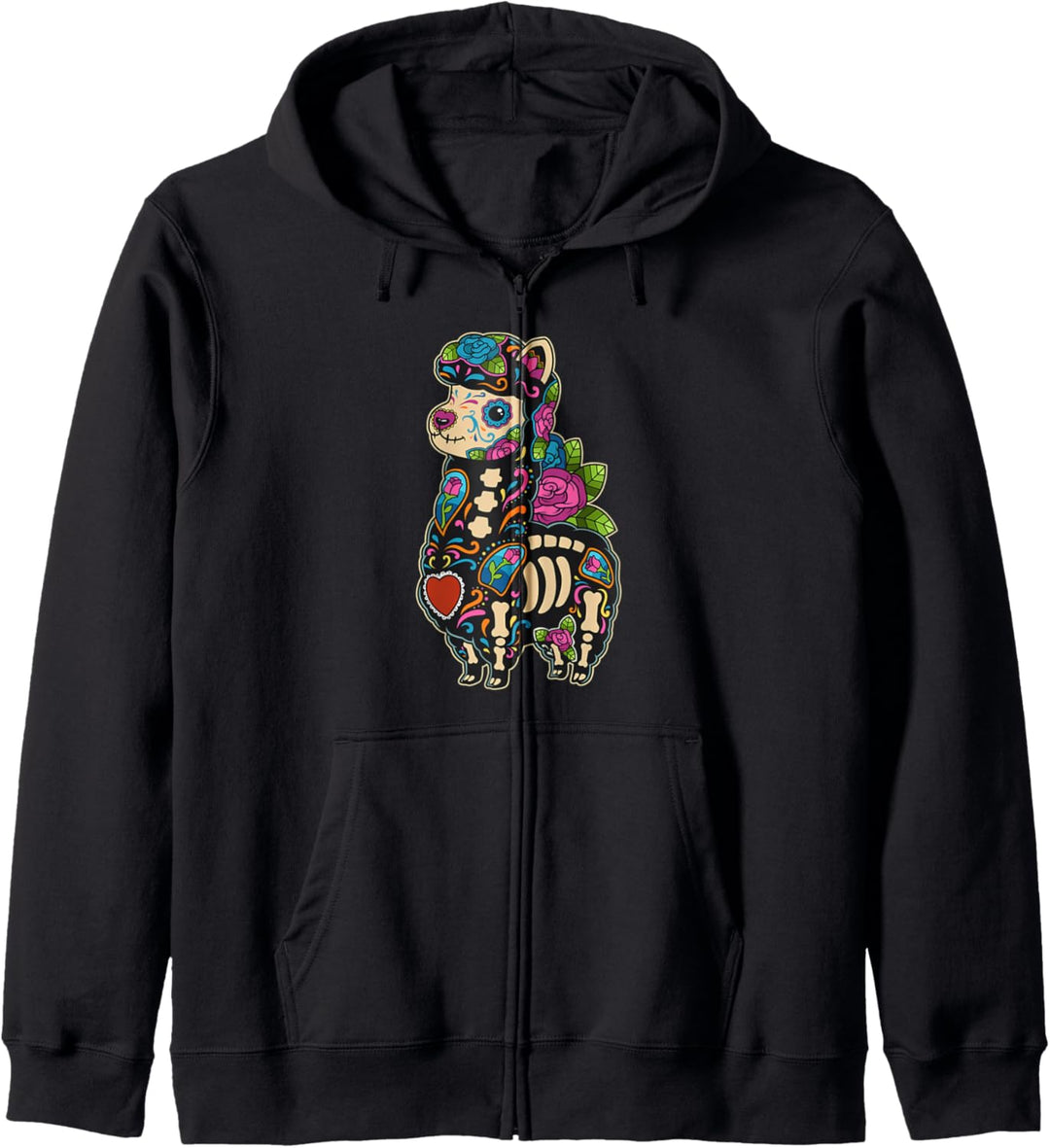 Lama Zuckerschädel Mexiko Alpaka Calavera Dia De Los Muertos Kapuzenjacke