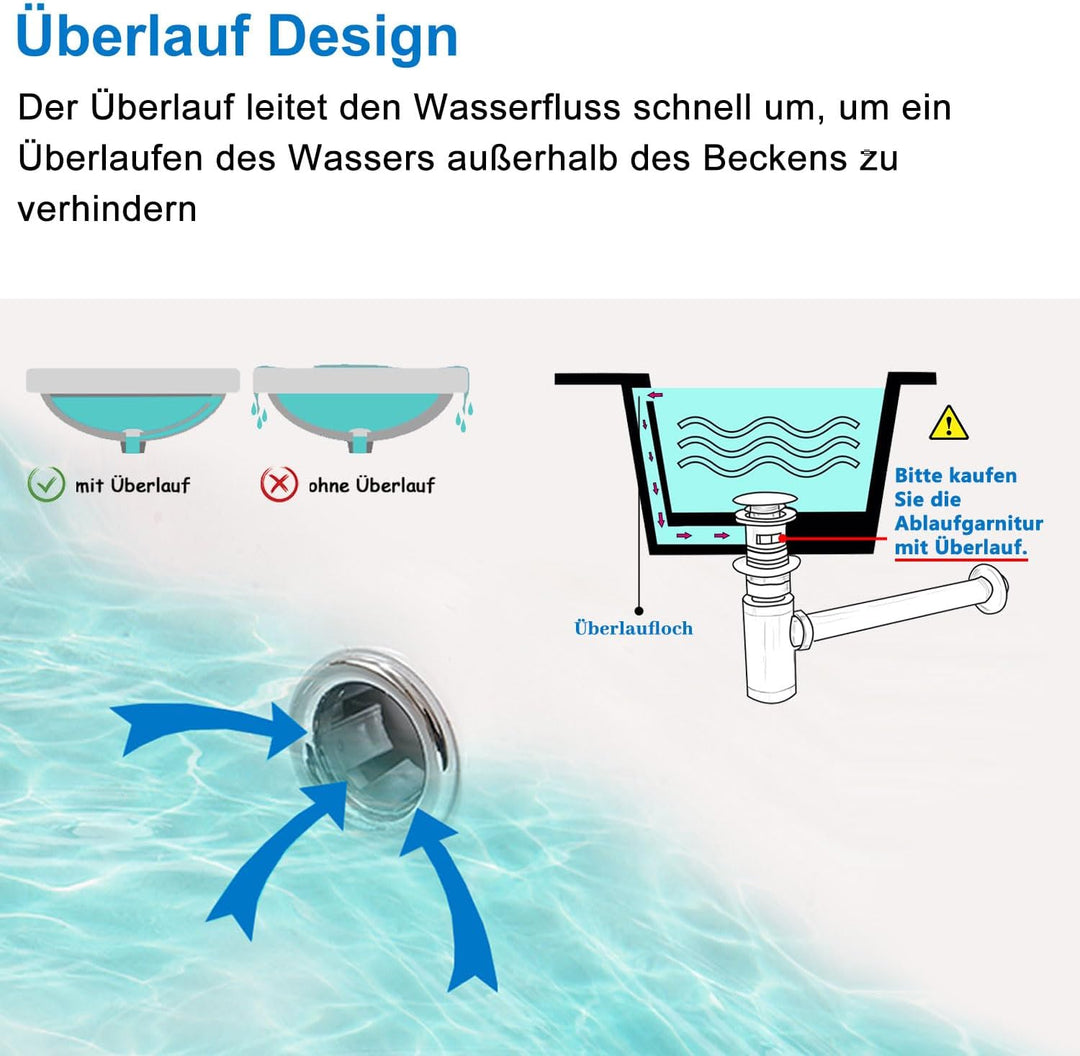 Waschtisch mit Unterschrank 60cm Alast Badmöbel Set Hochglanz Schwarz Dick Waschbecken mit Unterschr
