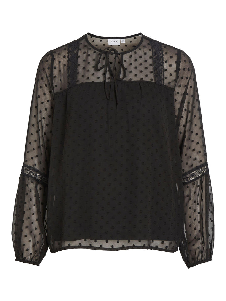 Vila Damen Viedee L/S Top/Su-Noos Bluse 34 Schwarz, 34 Schwarz