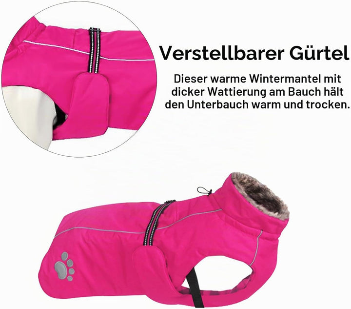 MOREZI Hundejacke Mantel, Winddicht wasserdicht, mit reflektierenden Streifen und einstellbarem Kord