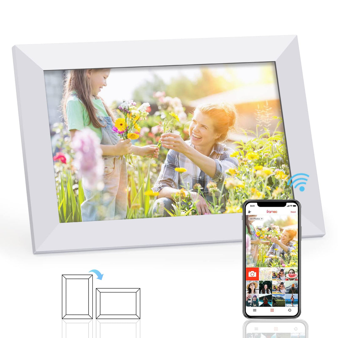 Digitaler Bilderrahmen WLAN, Haehne 10 Zoll Elektronischer Bilderrahmen, HD IPS Touchscreen, Auto-Ro
