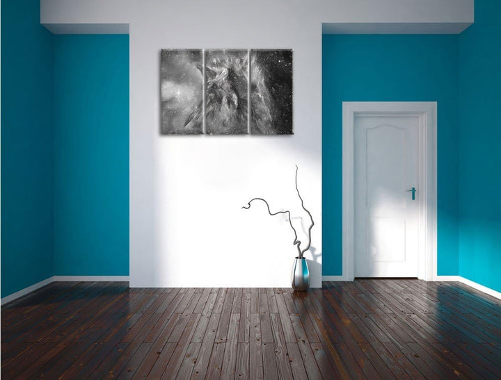 Pixxprint Feuriger Adler als Leinwandbild/Grösse: 3 Teilig (120x80) cm/Wandbild/Kunstdruck/fertig be