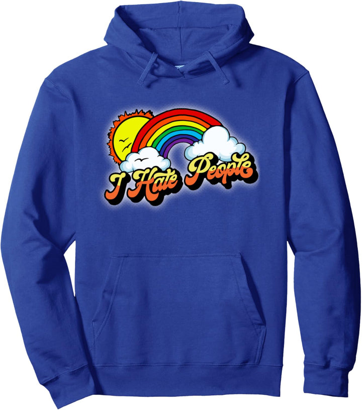 I Hate People Funny Antisocial Introvert Vintage Rainbow Pullover Hoodie