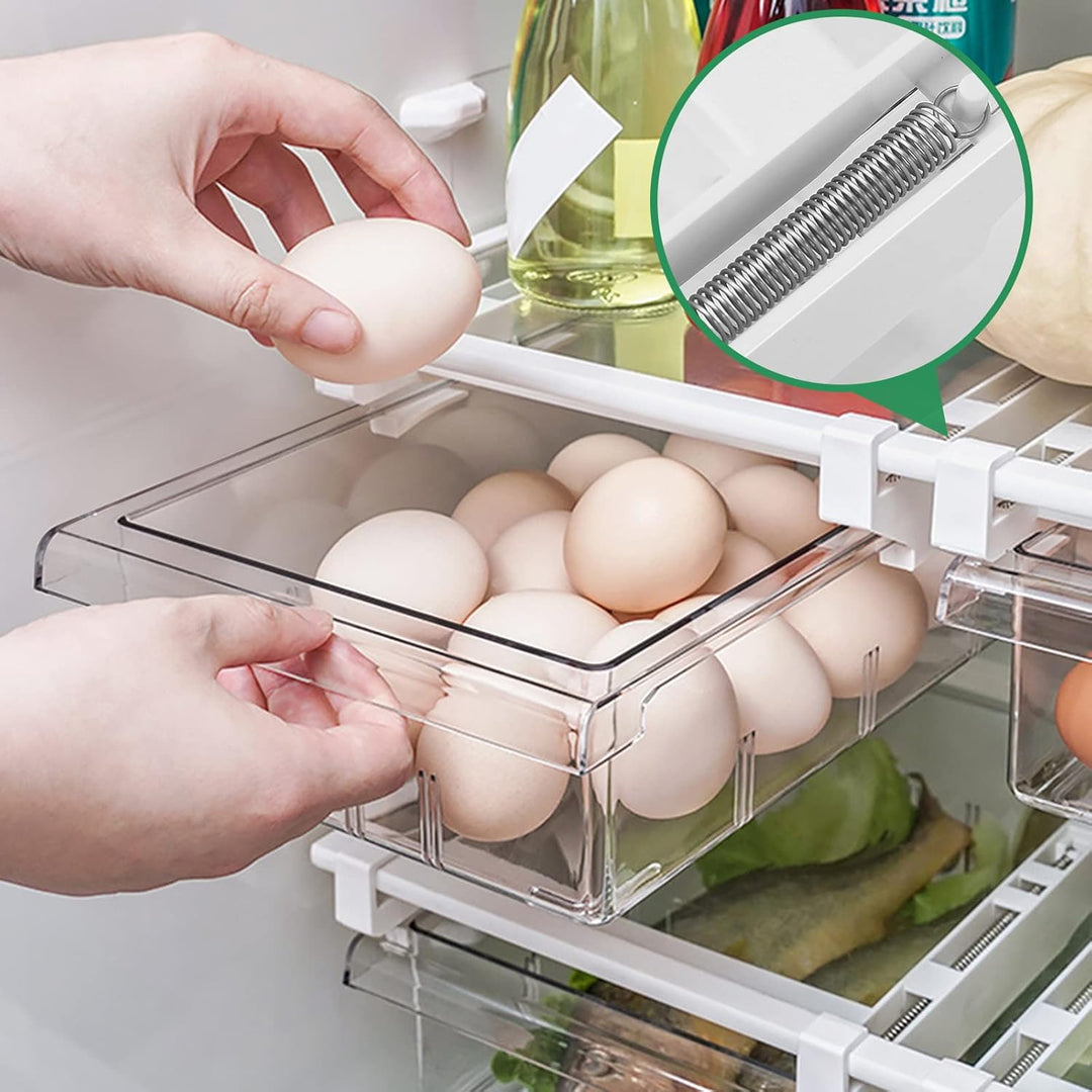 Fridge Organiser Transparent Partition Layer Organiser Adjustable Storage Shelf Clamp Drawer Organis
