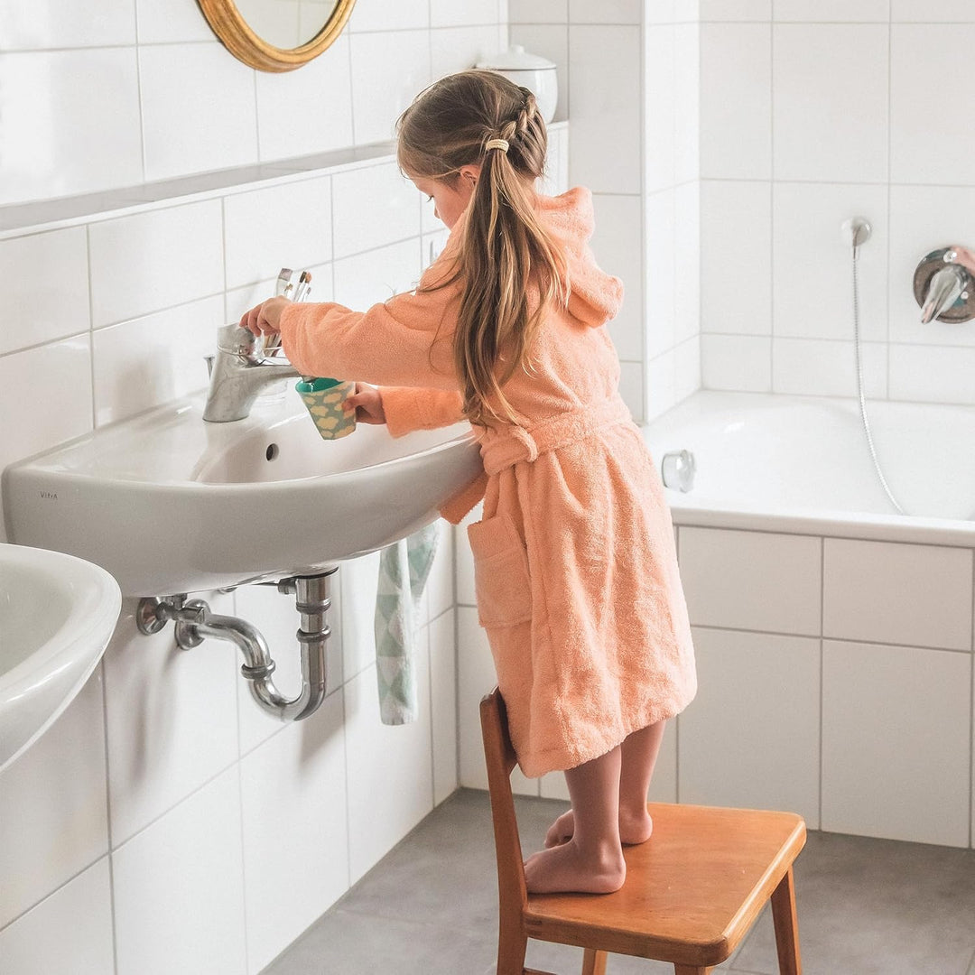 Ehrenkind® Bademantel Kinder mit Kapuze 100% Bio-Baumwolle | Kinderbademantel | Junge Mädchen 98-104