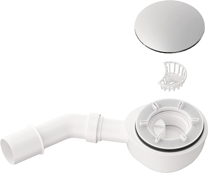 Aquabad Ablaufgarnitur Set für Duschwanne extraflach A9.200 in Chrom Abdeckung 90mm Gratis Haarfänge