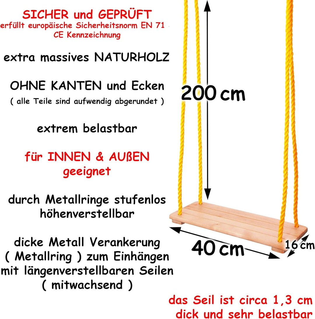 alles-meine.de GmbH Holz Schaukel Farb &amp; Modellwahl Brettschaukel + Türreck - Schaukel aus Holz - ma