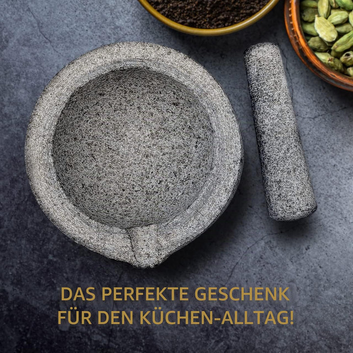 Silk Route Home Stössel und Mörser aus Granit mit Ausguss, Granit