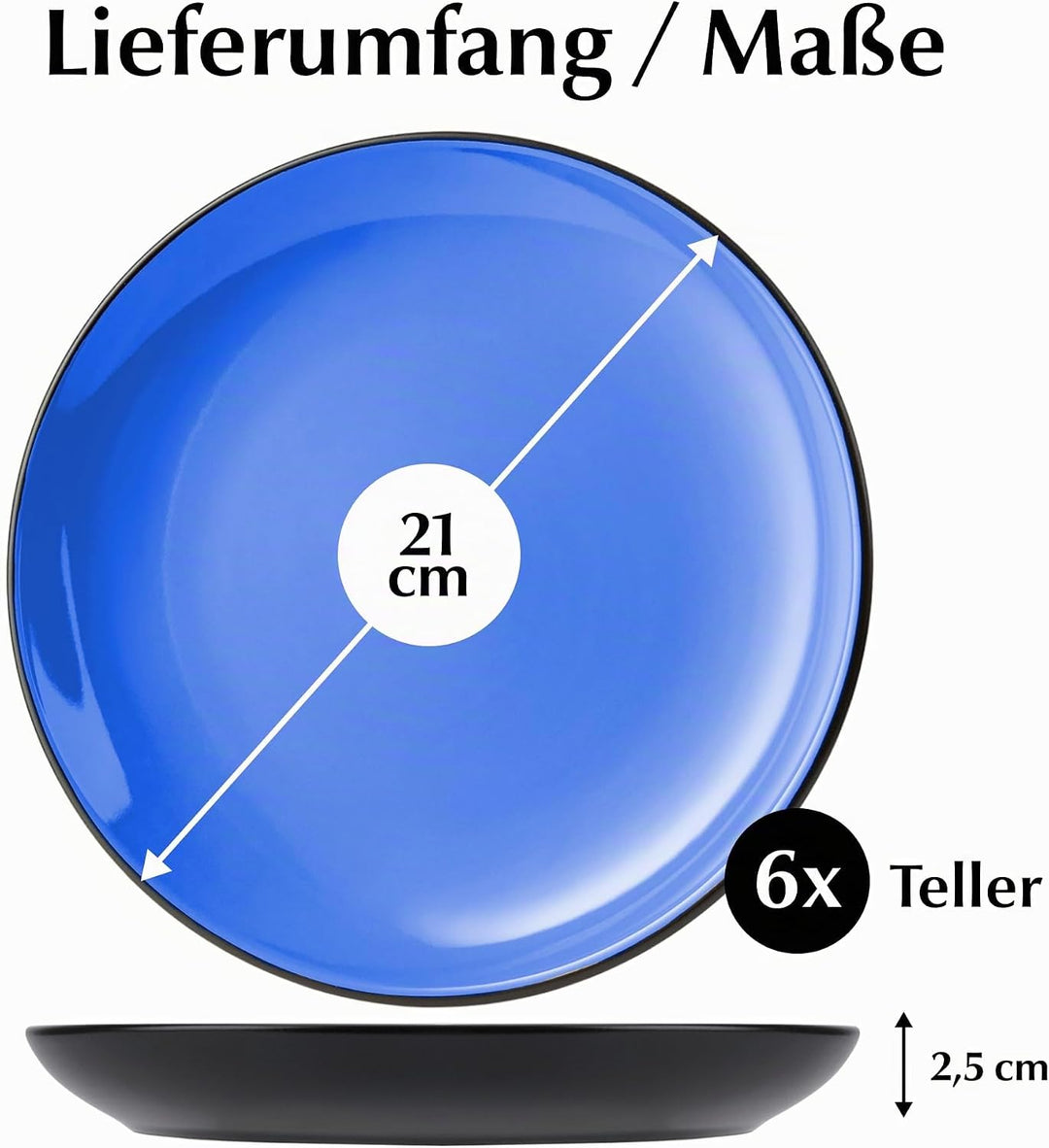 MIAMIO Le Papillon Kollektion – Dessertteller 6er Set Steingut Geschirrserie 21 cm – Spülmaschinen-