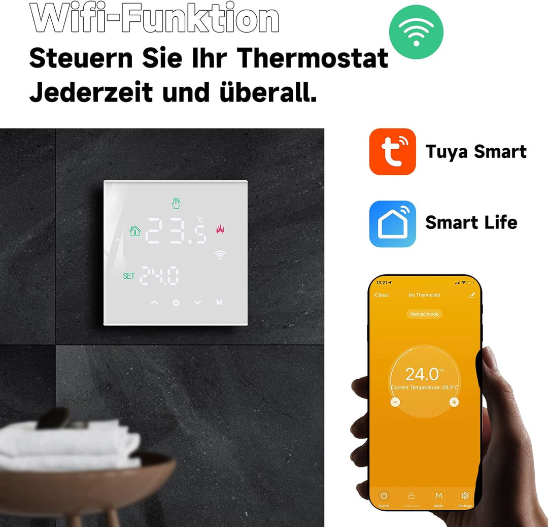 Beok Thermostat Heizung Smart, WiFi Fussbodenheizung Thermostate für Warmwasserbereitung Programmier