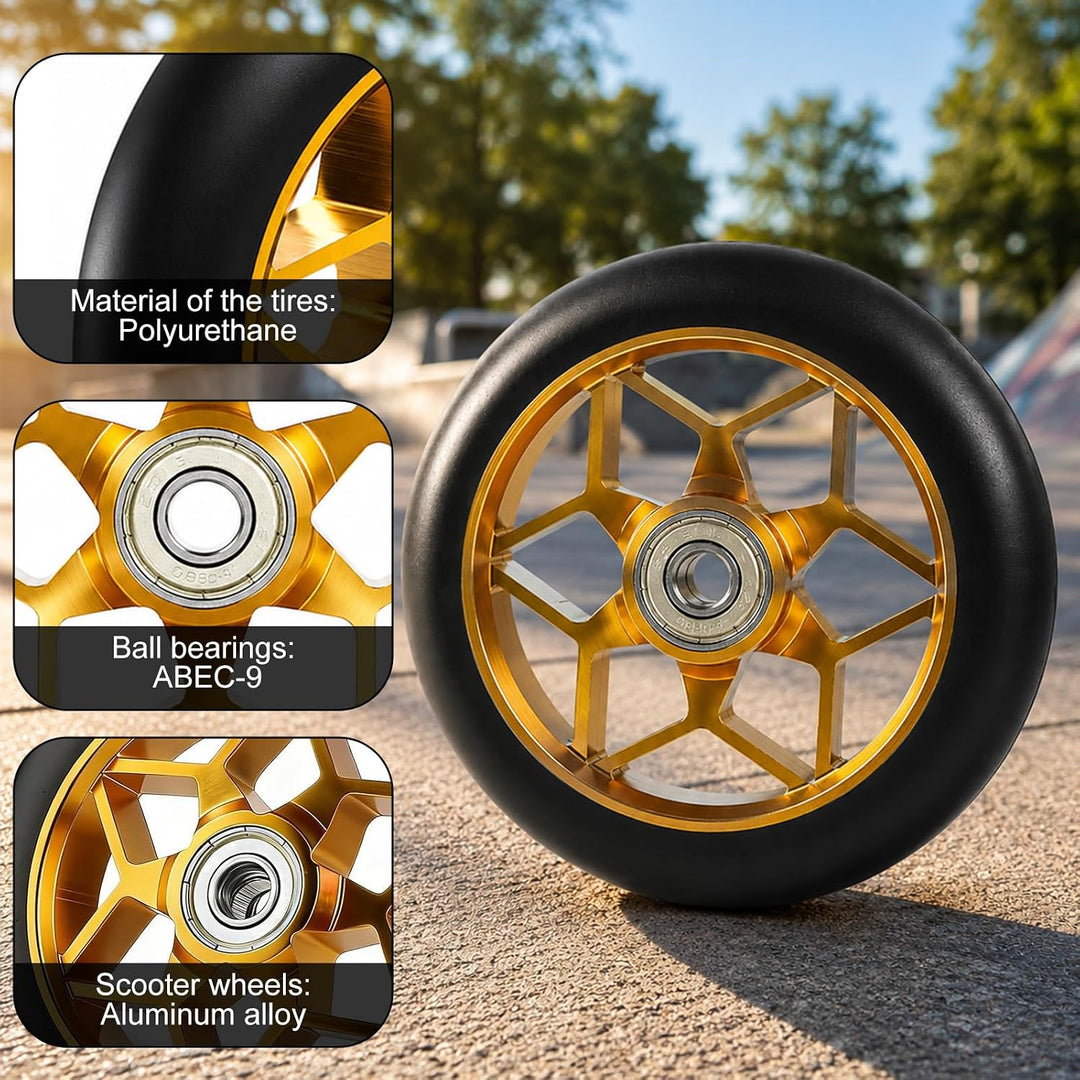2 Stück Stunt Scooter Reifen 110mm - Ersatzräder für Stuntscooter &amp; Kickroller, Thickened PVC Roller