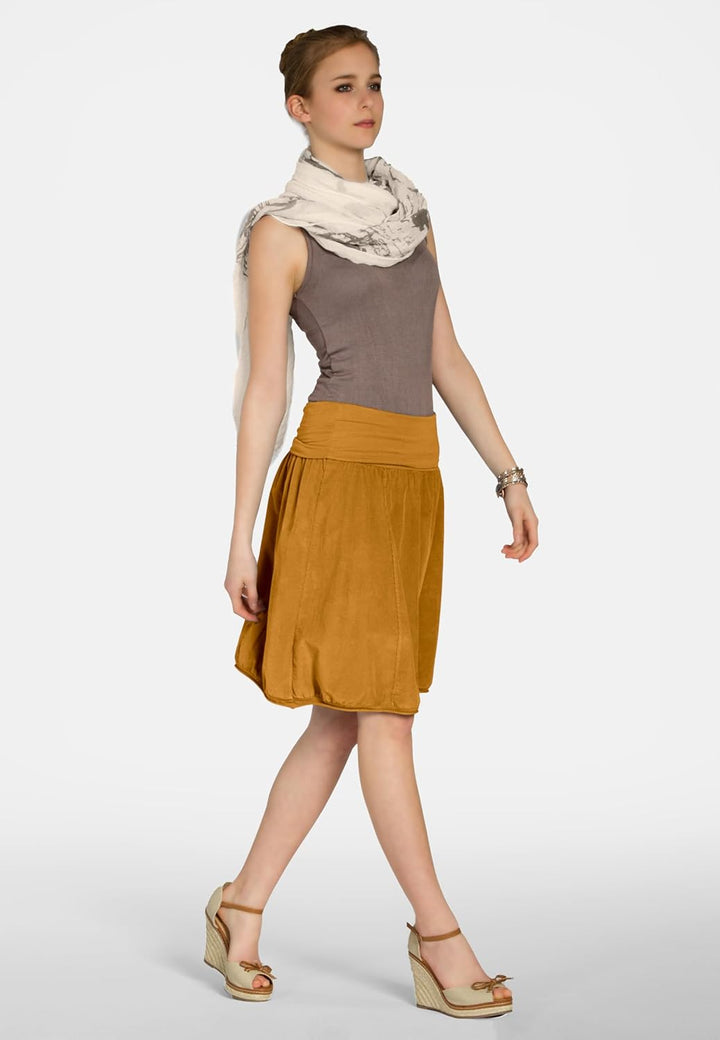 Caspar RO004 Damen Cord Rock Knielang, Curry