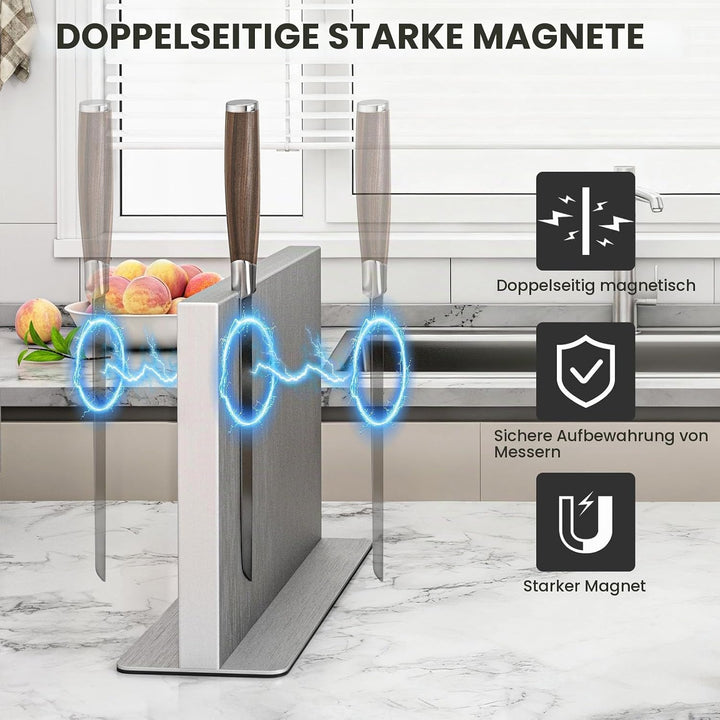 THMINS Magnetischer Messerblock aus Edelstahl, doppelseitiger magnetischer Messerhalter, universelle