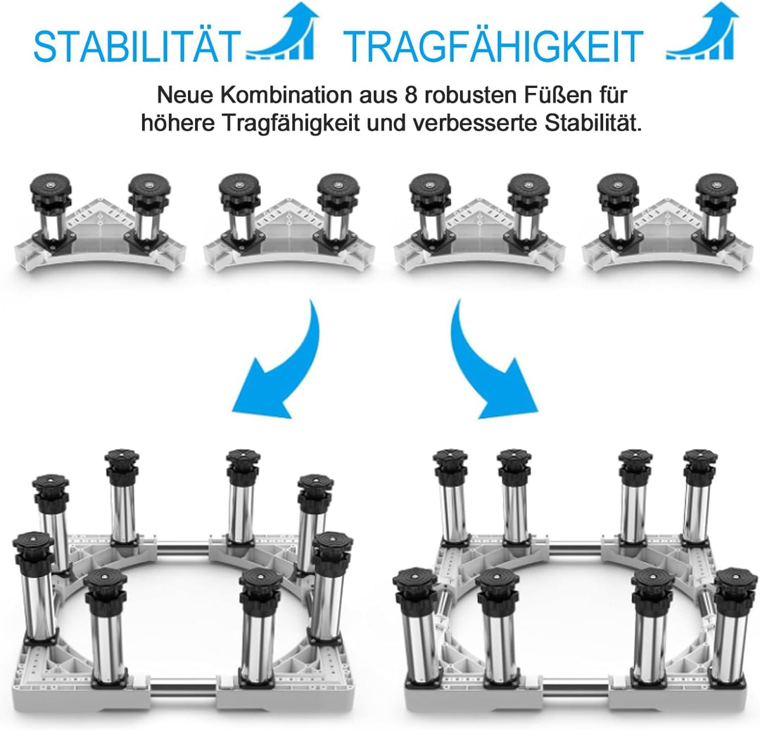 DEWEL 8 Untergestell für Kühlschrank Sockel,Höhe 18-20cm,Verstellbare Sockel,Zur Verwendung in Gesch