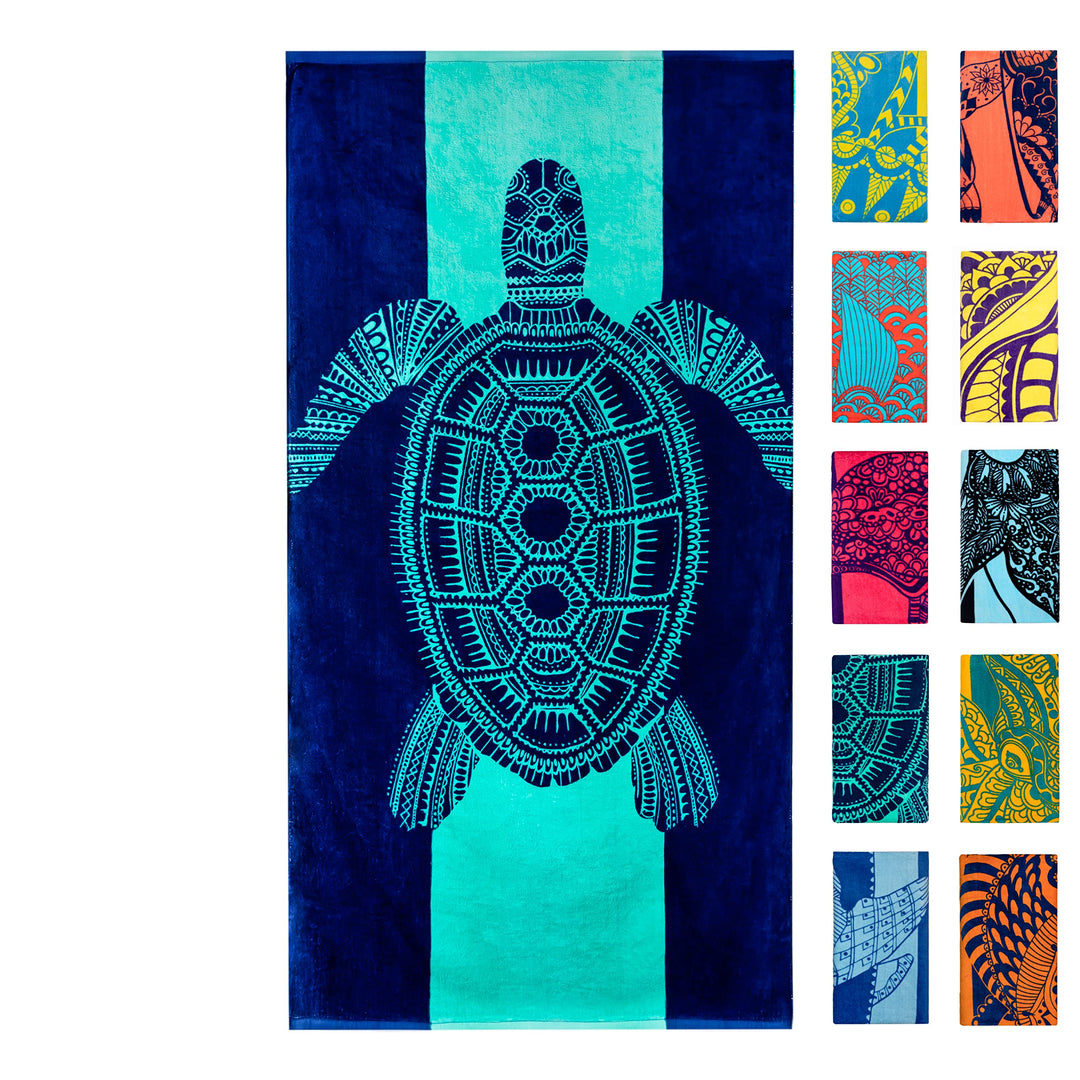 Nova Blue Schildkröten-Strandtuch - Tropische Blaue Farben mit einem einzigartigen Design, extra gro