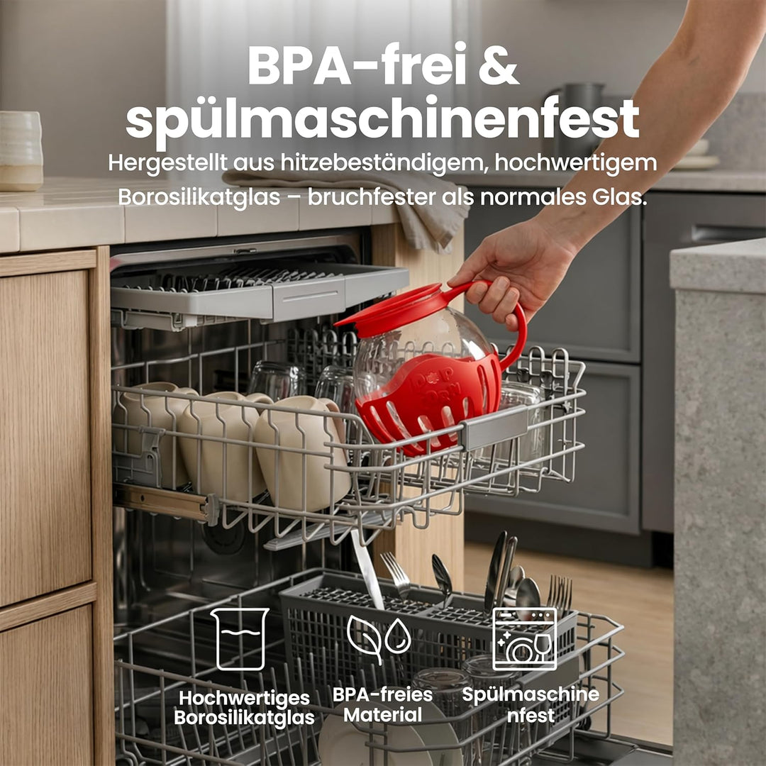 Netrox - Popcorn Maker für Mikrowelle – Glasbehälter, BPA-frei, spülmaschinengeeignet – Fettfreie Po
