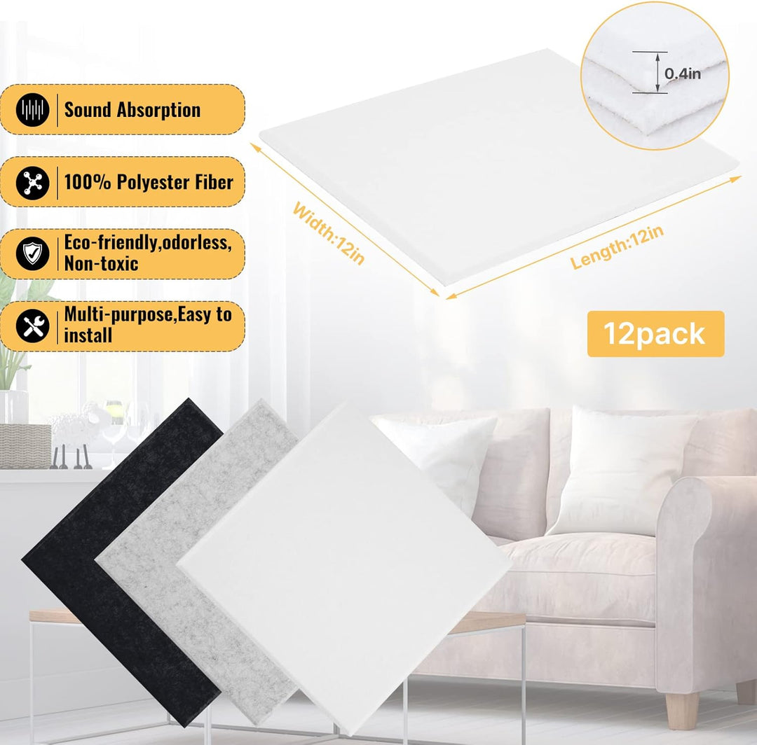 12 Stück Akustik Panel,Akustikplatten Selbstkleben,Schallschutzplatten Akustikpaneele Wand für Tonst